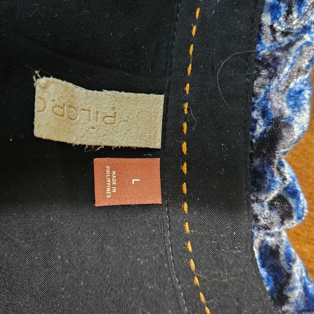 Anthropologie Pilcro Relaxed Velvet Buttondown Shirt Blue Large - Picture 5 of 8